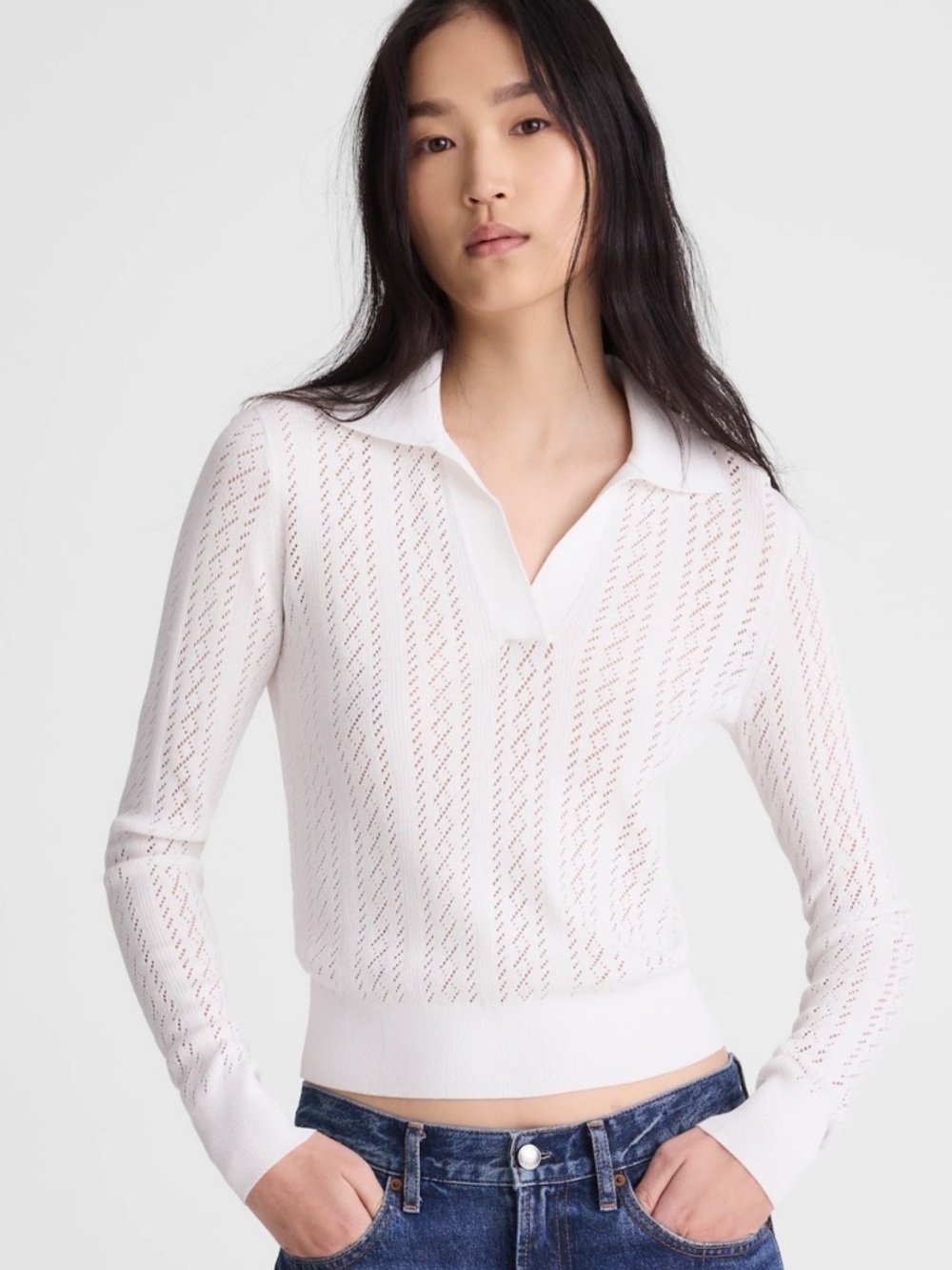 Madewell Pointelle-Stitch Polo Sweater